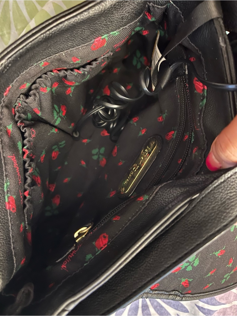Betsey Johnson Black Call Me Baby Telephone Crossbody with Red & Gold Studs - Picture 3 of 4
